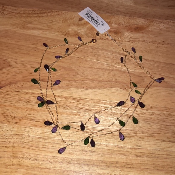 Lauren Ralph Lauren Gold Tone Triple Layer Briolette Stone Collar Necklace NWT - Picture 8 of 16